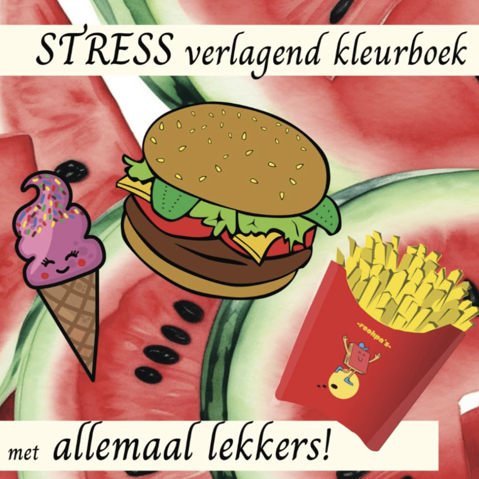 Stress verlagend kleurboek met allemaal lekkers! voorkant