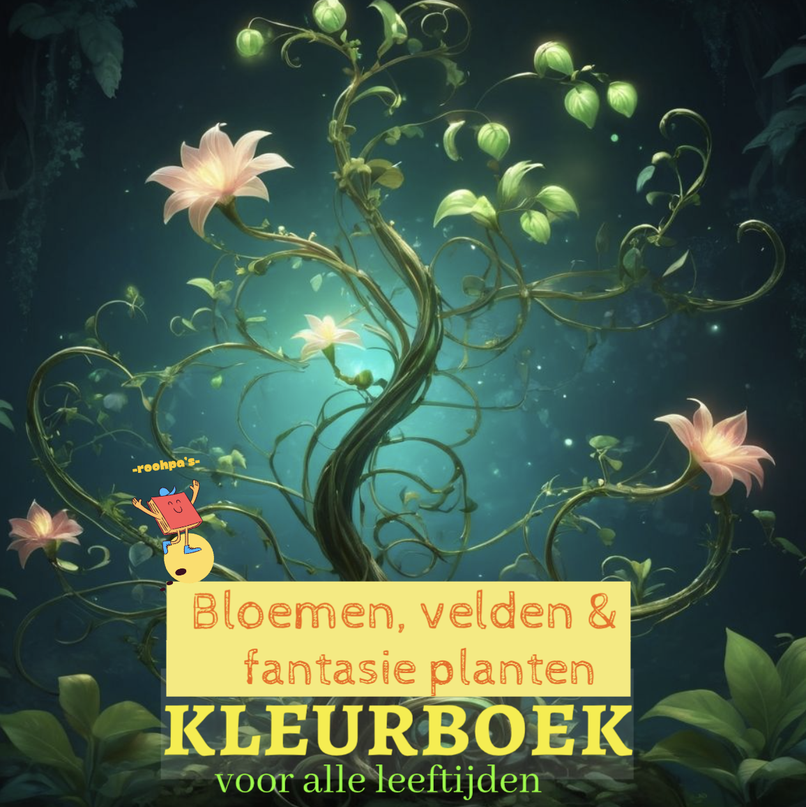 Bloemen, velden en fantasieplanten kleurboek voorkant